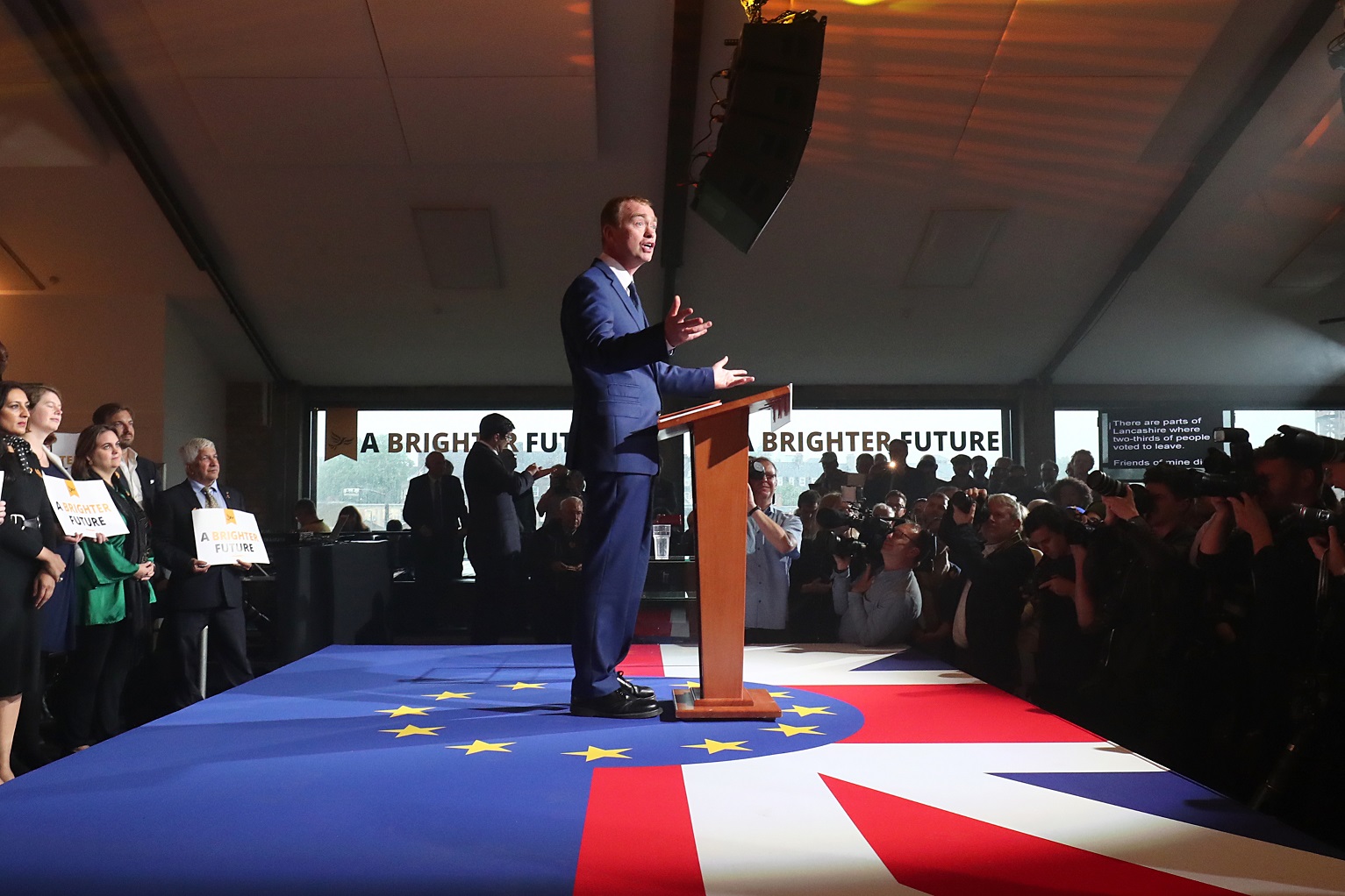 Not-so-hidden agendas: Tim Farron makes it clear where the Lib Dems stand on Brexit.